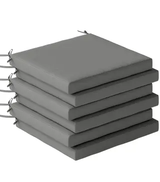 Juego de Cojines para Sillas de Comedor 46x42x7 cm 6 Piezas con Funda Lavable y Lazos Impermeable Anti-UV Gris Oscuro