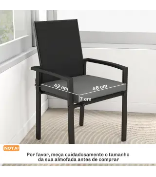 Juego de Cojines para Sillas de Comedor 46x42x7 cm 6 Piezas con Funda Lavable y Lazos Impermeable Anti-UV Gris Oscuro