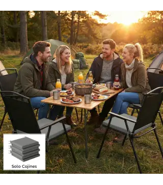 Juego de Cojines para Sillas de Comedor 46x42x7 cm 6 Piezas con Funda Lavable y Lazos Impermeable Anti-UV Gris Oscuro