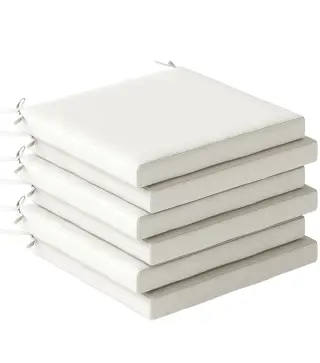Juego de Cojines para Sillas de Comedor 46x42x7 cm 6 Piezas con Funda Lavable y Lazos, Impermeable y Anti-UV Crema