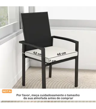 Juego de Cojines para Sillas de Comedor 46x42x7 cm 6 Piezas con Funda Lavable y Lazos, Impermeable y Anti-UV Crema