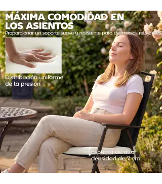 Juego de Cojines para Sillas de Comedor 46x42x7 cm 6 Piezas con Funda Lavable y Lazos, Impermeable y Anti-UV Crema