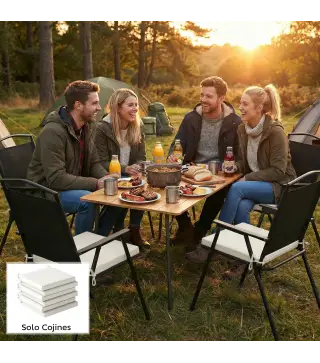 Juego de Cojines para Sillas de Comedor 46x42x7 cm 6 Piezas con Funda Lavable y Lazos, Impermeable y Anti-UV Crema