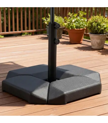 Base para Sombrilla de 4 Piezas, para Cantilever Soporte para Parasol de HDPE Rellenable con Agua 77 kg o Arena 100 kg