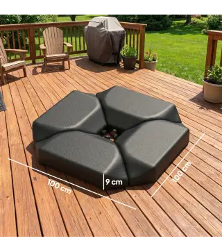 Base para Sombrilla de 4 Piezas, para Cantilever Soporte para Parasol de HDPE Rellenable con Agua 77 kg o Arena 100 kg
