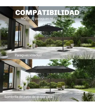 Base para Sombrilla de 4 Piezas, para Cantilever Soporte para Parasol de HDPE Rellenable con Agua 77 kg o Arena 100 kg