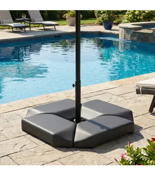Base para Sombrilla de 4 Piezas, para Cantilever Soporte para Parasol de HDPE Rellenable con Agua 77 kg o Arena 100 kg