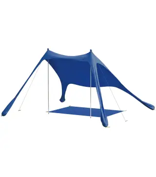 Carpa Playa Plegable con Esterilla UPF50+ Postes de Aluminio Pala Estacas y Bolsa de Transporte Azul
