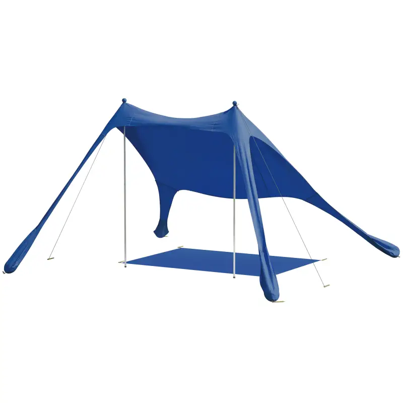 Carpa Playa Plegable con Esterilla UPF50+ Postes de Aluminio Pala Estacas y Bolsa de Transporte Azul