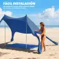 Carpa Playa Plegable con Esterilla UPF50+ Postes de Aluminio Pala Estacas y Bolsa de Transporte Azul