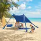 Carpa Playa Plegable con Esterilla UPF50+ Postes de Aluminio Pala Estacas y Bolsa de Transporte Azul