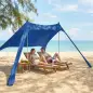Carpa Playa Plegable con Esterilla UPF50+ Postes de Aluminio Pala Estacas y Bolsa de Transporte Azul