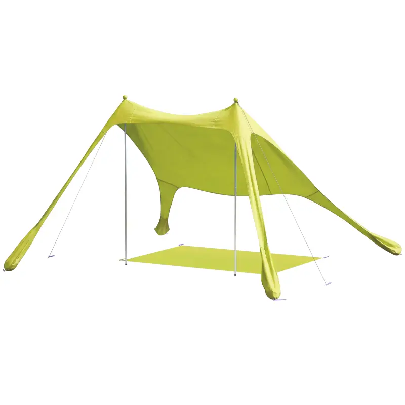 Carpa Playa Plegable con Esterilla UPF50+ Postes de Aluminio Pala Estacas y Bolsa de Transporte Verde