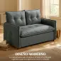 Sofá de 2 Plazas Tapizado en Lino con Acolchado Grueso, Diseño Capitoné para Espacios Pequeños 131x75x85 cm Gris Oscuro