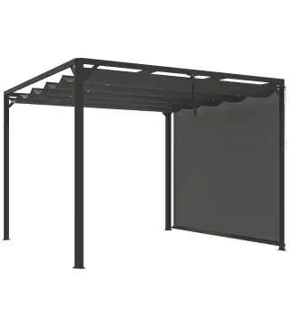 Pérgola de Jardín de Aluminio 3x3 m con Techo Retráctil Lateral Enrollable UPF30+ Cenador de Jardín para Exterior Gris
