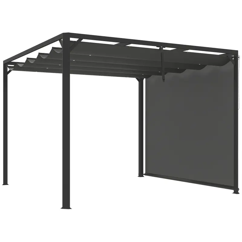 Pérgola de Jardín de Aluminio 3x3 m con Techo Retráctil Lateral Enrollable UPF30+ Cenador de Jardín para Exterior Gris Pérgola de Jardín de Aluminio 3x3 m con Techo Retráctil Lateral Enrollable UPF30+ Cenador de Jardín para Exterior Gris