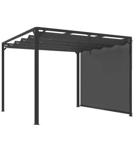 Pérgola de Jardín de Aluminio 3x3 m con Techo Retráctil Lateral Enrollable UPF30+ Cenador de Jardín para Exterior Gris