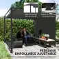 Pérgola de Jardín de Aluminio 3x3 m con Techo Retráctil Lateral Enrollable UPF30+ Cenador de Jardín para Exterior Gris