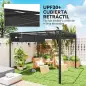 Pérgola de Jardín de Aluminio 3x3 m con Techo Retráctil Lateral Enrollable UPF30+ Cenador de Jardín para Exterior Gris