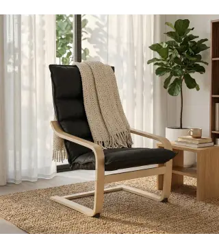 Sillón de Salón Moderno con Respaldo Alto Acolchado Patas de Madera y Tapizado en Terciopelo 67x83x105 cm Negro