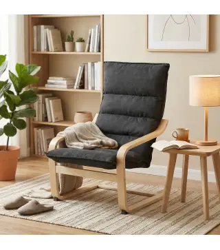 Sillón de Salón Moderno con Respaldo Alto Acolchado Patas de Madera y Tapizado en Terciopelo 67x83x105 cm Negro