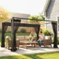 Pérgola de Jardín 3x4 m con Techo Retráctil 4 Laterales de Malla UPF30+ Cenador de Jardín para Patio Exterior Gris