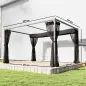 Pérgola de Jardín 3x4 m con Techo Retráctil 4 Laterales de Malla UPF30+ Cenador de Jardín para Patio Exterior Gris
