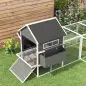 Gallinero de Exterior de Madera para 8-10 Gallinas con 2 Nidos Bandeja Extraíble y Rampa 347x160x150 cm Gris y Blanco