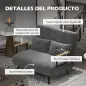 Sofá Cama Convertible 4 en 1 Sillón Cama 2 Plazas Plegable Respaldo Ajustable de 5 Niveles Almohadas 102x73x81cm Gris