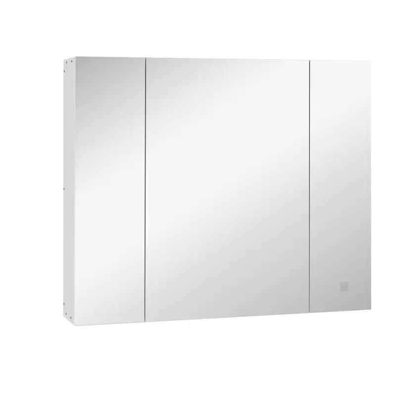 Armario de Baño con Espejo Luces LED Estantes Ajustables y USB Estilo Moderno 90x15x75 cm Blanco