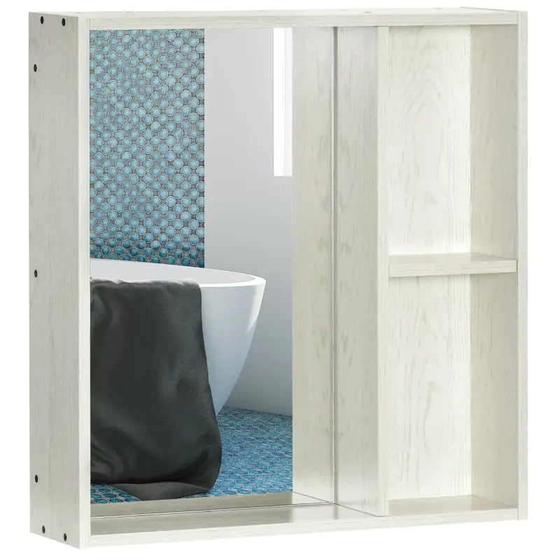 Armario con Espejo para Baño con Estantes Mueble para Baño Estilo Moderno 63x15x65 cm Blanco