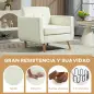 Butaca para Dormitorio con Reposabrazos y Patas de Madera Sofá Individual Carga 125 kg Crema