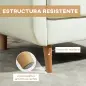 Butaca para Dormitorio con Reposabrazos y Patas de Madera Sofá Individual Carga 125 kg Crema