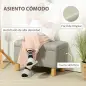 Baúl de Almacenaje para Dormitorio 33L Tapizado en PU Banco de Almacenaje con Patas de Madera 60x38x40 cm Gris Claro