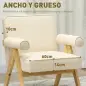 Sillón de Salón Tapizado en PU con Reposabrazos y Marco de Madera de Caucho para Dormitorio Carga 120 kg Crema