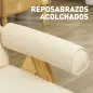 Sillón de Salón Tapizado en PU con Reposabrazos y Marco de Madera de Caucho para Dormitorio Carga 120 kg Crema