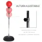 Saco de Boxeo de Pie con Altura Ajustable en 4 Niveles 126-144 cm Base Rellenable y Guantes de Boxeo Rojo y Negro