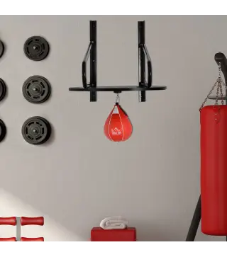 Pera de Boxeo con Soporte de Pared Giratorio para Practicar Técnica y Reflejos 60x73x80 cm Negro y Rojo