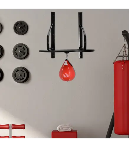 Pera de Boxeo con Soporte de Pared Giratorio para Practicar Técnica y Reflejos 60x73x80 cm Negro y Rojo