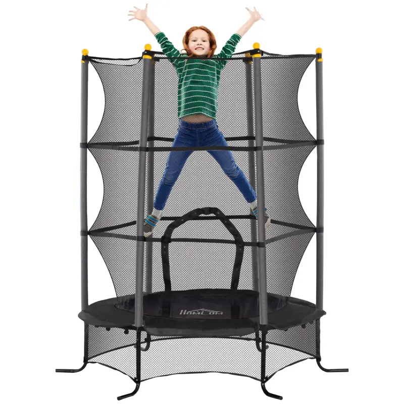 Trampolín para Niños de +3 Años Ø163 cm con Red de Seguridad y Marco de Acero Carga 50 kg para Interior y Exterior Negro