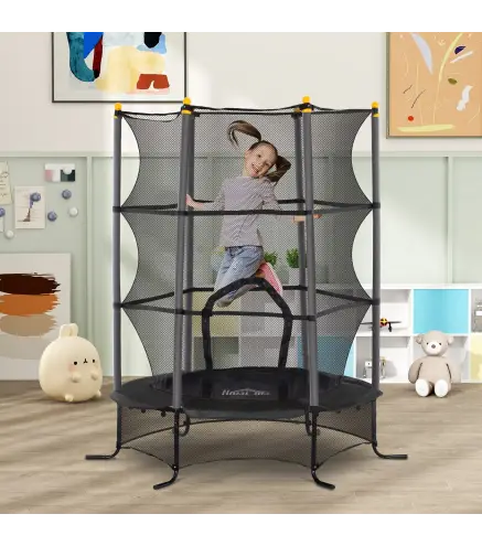 Trampolín para Niños de +3 Años Ø163 cm con Red de Seguridad y Marco de Acero Carga 50 kg para Interior y Exterior Negro