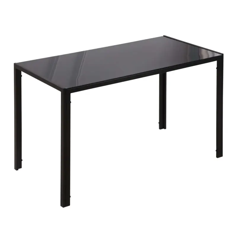 Mesa de Cocina de Cristal para 4-6 Personas con Patas de Metal Multifuncional para Cocina Salón 120x60x75 cm Negro
