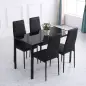 Mesa de Cocina de Cristal para 4-6 Personas con Patas de Metal Multifuncional para Cocina Salón 120x60x75 cm Negro