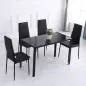 Mesa de Cocina de Cristal para 4-6 Personas con Patas de Metal Multifuncional para Cocina Salón 120x60x75 cm Negro