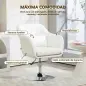 Sillón para Salón Giratorio 360° con Altura Ajustable Respaldo Envolvente Reposabrazos y Cojín 60x60x79-91 cm Blanco