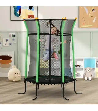 Cama Elástica Infantil Trampolín para Niños +3 Años con Red de Seguridad Ø163,5x190 cm Verde