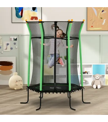 Cama Elástica Infantil Trampolín para Niños +3 Años con Red de Seguridad Ø163,5x190 cm Verde
