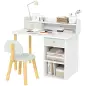 Juego de Escritorio Infantil con Silla Pupitre Infantil con Cajones Compartimento y Estantes Verde Claro y Blanco