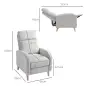 Sillón Relax Reclinable Tapizado en Lino Sintético con Reposapiés y Bolsillo Lateral Carga 135 kg 68x90x106 cm Gris Claro