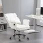 Silla de Oficina con 6 Puntos de Masaje Reposapiés Retráctil Altura Ajustable Control Remoto y Soporte Lumbar 69x65x115 cm Blanc